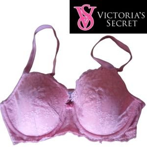 Victoria's Secret Dream Angels Lace Lined Demi Bra Pink and Gold Sparkles 36 D